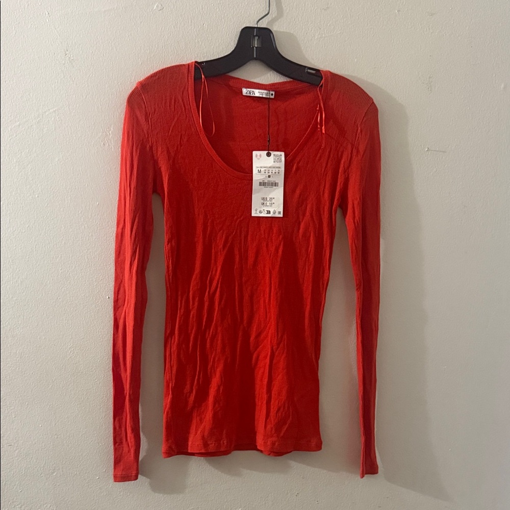 Zara Vibrant Red Long Sleeve Tee